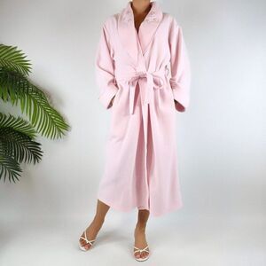 Vintage 90s Pink Barbiecore Coquette Floral Long Cottagecore Plush Robe /Size: S